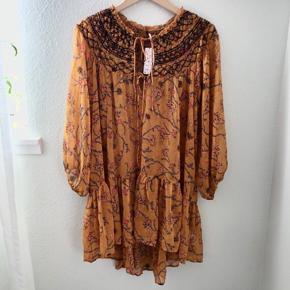 Free People Mustard Floral Tunic